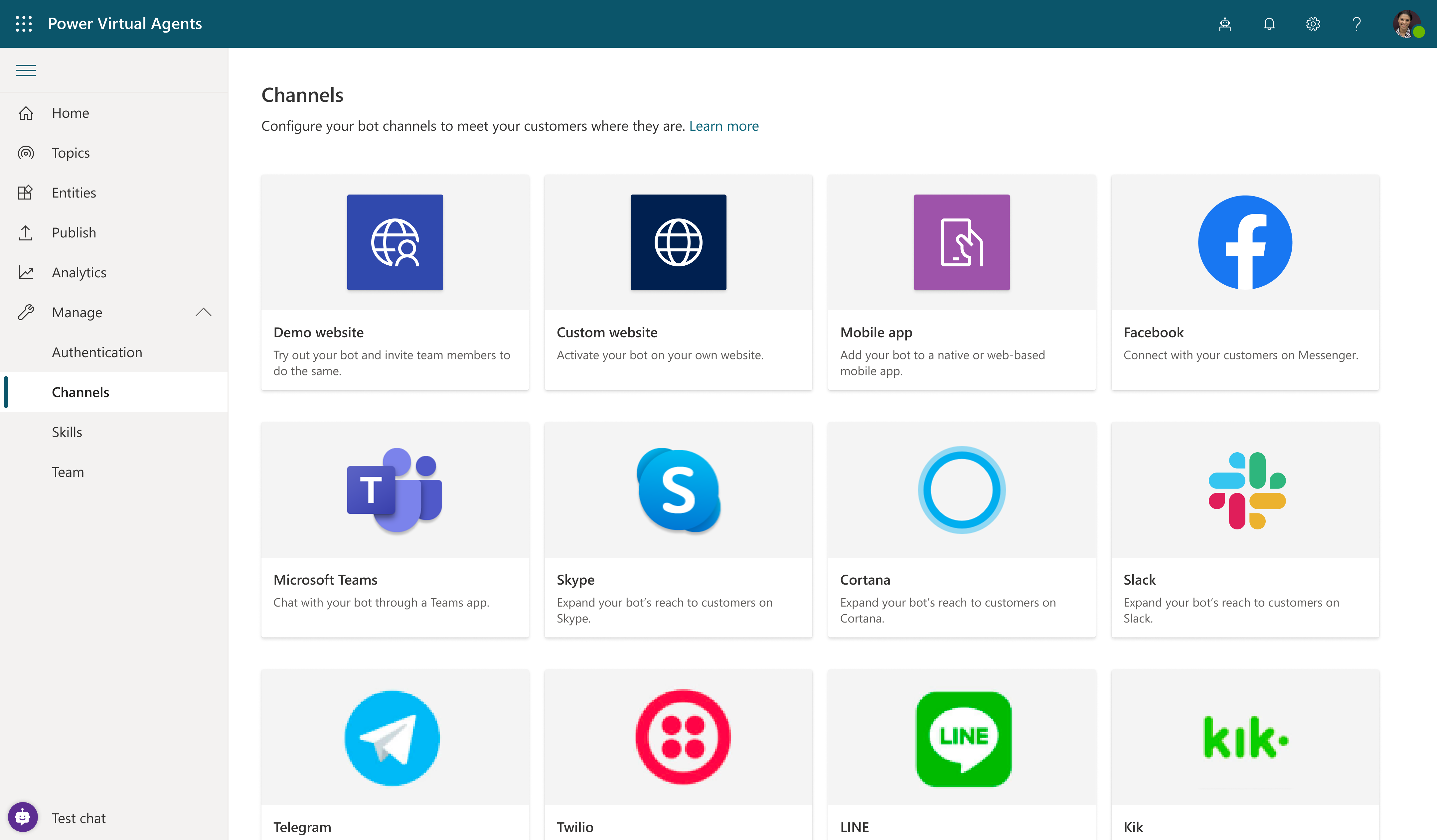 Microsoft Power Virtual Agent