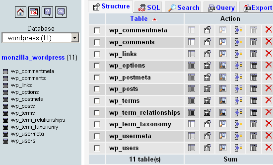 wordpress database